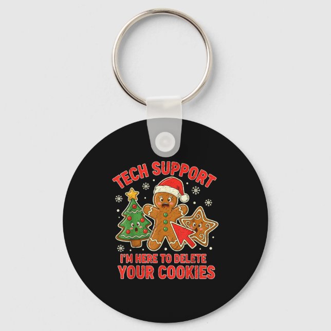 Christmas Tech Suprt Here To Delete Cookies Xmas M Key Ring (Front)