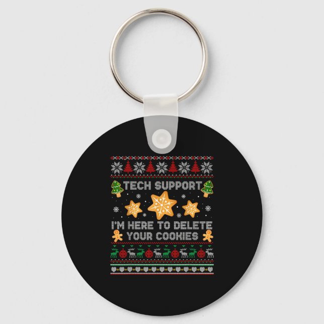 Christmas Tech Suprt Here To Delete Cookies Xmas P Key Ring (Front)