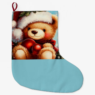 Christmas Teddy Bear 4 Large Christmas Stocking