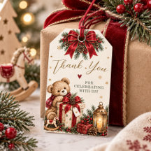 Christmas Teddy Bear Baby Shower Favour Tag