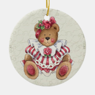 Christmas Teddy Bear Ceramic Tree Decoration