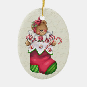 Christmas Teddy Bear Ceramic Tree Decoration
