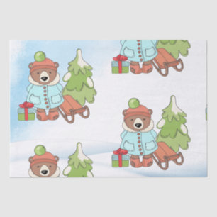 Christmas Teddy Bear Couple with Gift      Tissue Paper