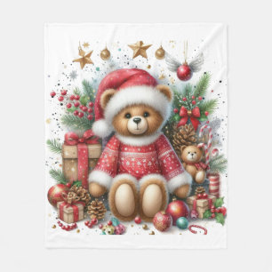 Christmas Teddy Bear Fleece Blanket