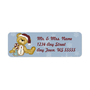 Christmas Teddy Bear Holiday Address Labels