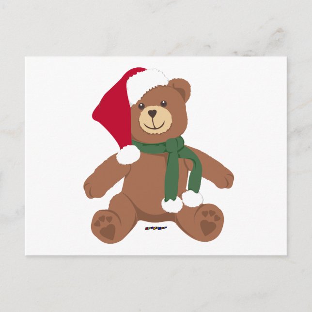Christmas Teddy Bear Holiday Postcard (Front)