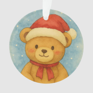 Christmas Teddy Bear in Snowy Wonderland Ornament