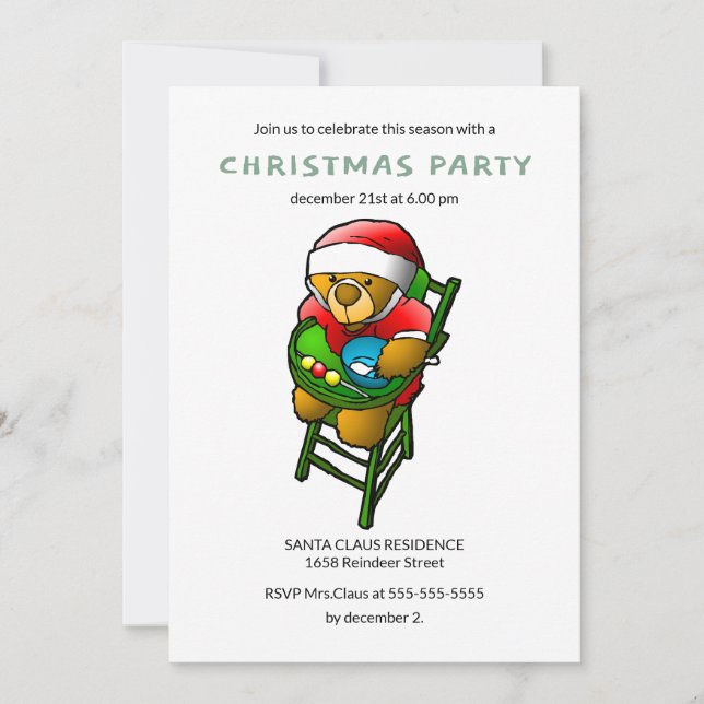 Christmas Teddy Bear Invitation (Front)