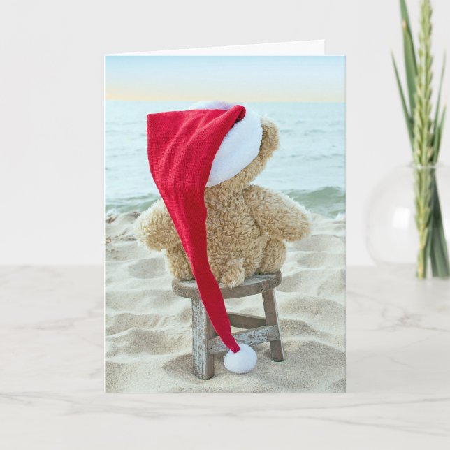 Christmas Teddy Bear Miss You Holiday Card (Front)
