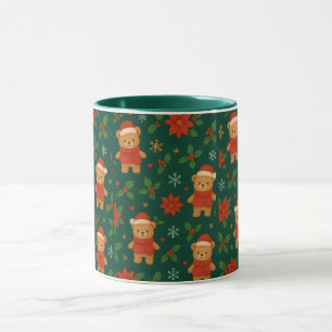 Christmas Teddy Bear Pattern – Cute Green Holiday  Mug