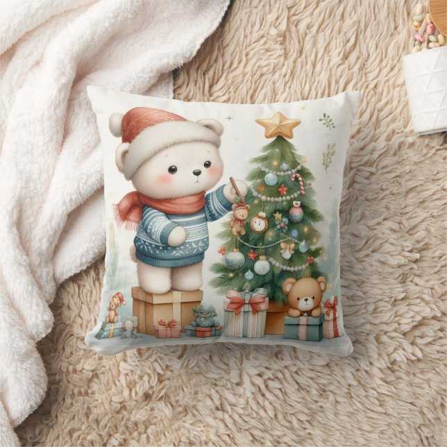 Christmas Teddy Bear Pillow (Blanket)