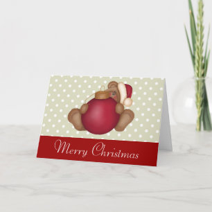 Christmas Teddy Bear Red Ornament Holiday Card