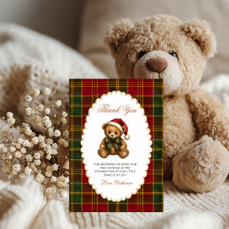 Christmas Teddy Bear Santa Hat Thank You Card