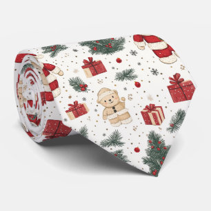 Christmas Teddy Bear Santa Pattern (1) Tie