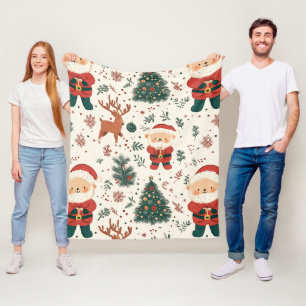 Christmas Teddy Bear Santa Pattern (2) Fleece Blanket