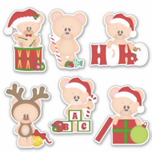 Christmas Teddy Bear Stickers 1