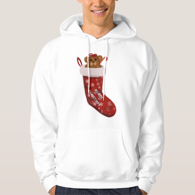 Christmas Teddy Bear Stocking Hoodie (Front)