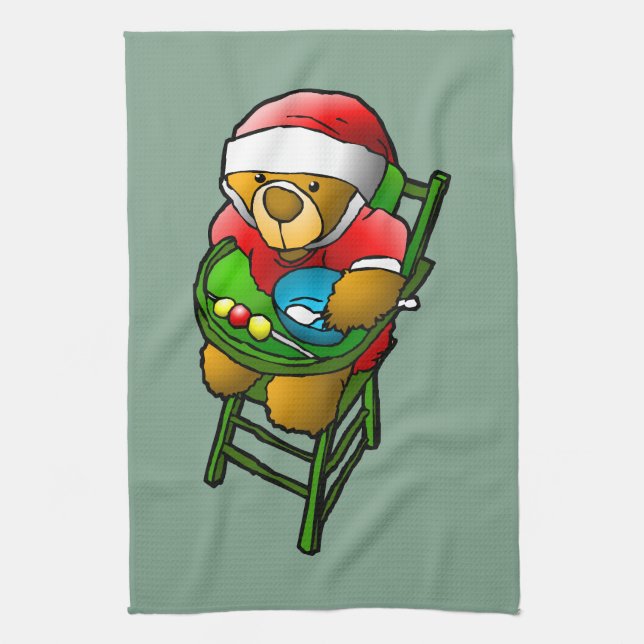 Christmas Teddy Bear Tea Towel (Vertical)