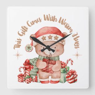 Christmas Teddy Bear Wall Clock Nursery
