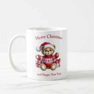 Christmas teddy bear with presents generative ai coffee mug