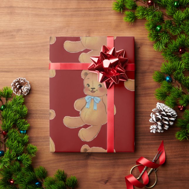 Christmas teddy bear wrapping paper (Holiday Gift)