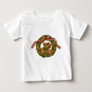 Christmas Teddy Bear Wreath Baby T-Shirt