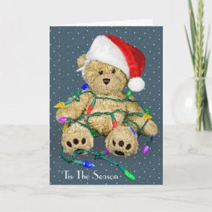 Christmas Teddy Bears In Holiday Lights Card
