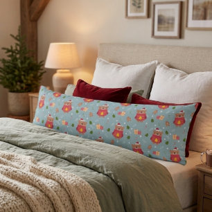 Christmas teddy bears winter time cozy body cushion