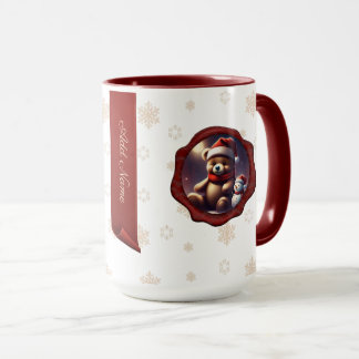 Christmas Teddy Friend Personalised Banner White Mug