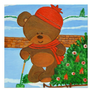 Christmas Teddy Poster