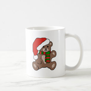 Christmas Teddy with Santa Hat Coffee Mug