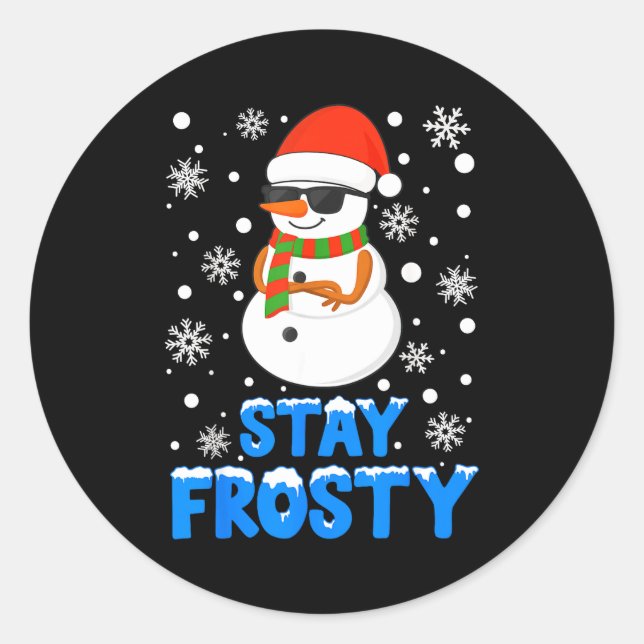 Christmas Tee Funny Frosty Xmas Cool Snowman Women Classic Round Sticker (Front)