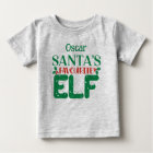 Christmas tee Santa's Favourite Elf. Editable name