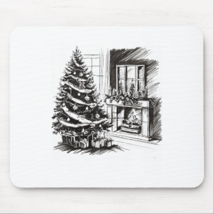 Christmas Tees Xmas Sketch Pic Tree Presents Gifts Mouse Mat
