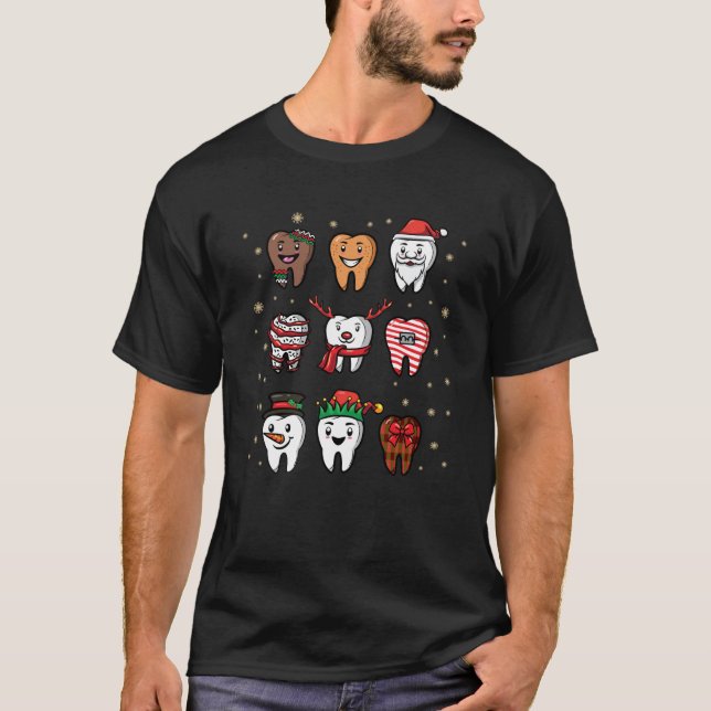Christmas Teeth Dentist Dental Squad Assistant Hyg T-Shirt (Front)