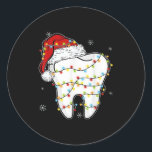 Christmas Teeth Dentist Xmas Lights Santa Hat Paja Classic Round Sticker<br><div class="desc">Christmas Teeth Dentist Xmas Lights Santa Hat Pajama Holiday</div>