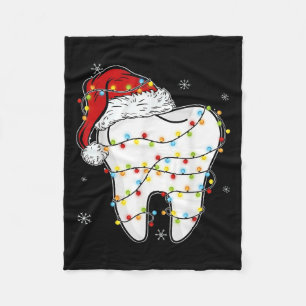 Christmas Teeth Dentist Xmas Lights Santa Hat Paja Fleece Blanket