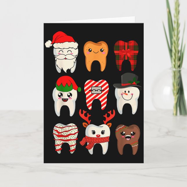 Christmas Teeth Dentist Xmas Reindeer Santa Squad  Card (Front)