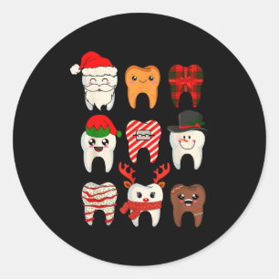 Christmas Teeth Dentist Xmas Reindeer Santa Squad Classic Round Sticker