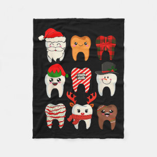 Christmas Teeth Dentist Xmas Reindeer Santa Squad  Fleece Blanket
