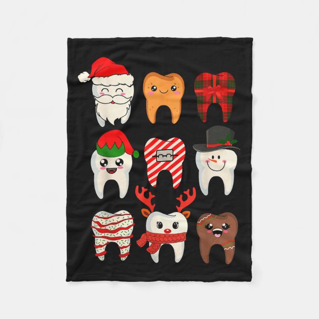 Christmas Teeth Dentist Xmas Reindeer Santa Squad  Fleece Blanket (Front)