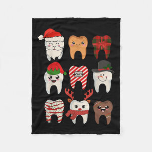 Christmas Teeth Dentist Xmas Reindeer Santa Squad  Fleece Blanket