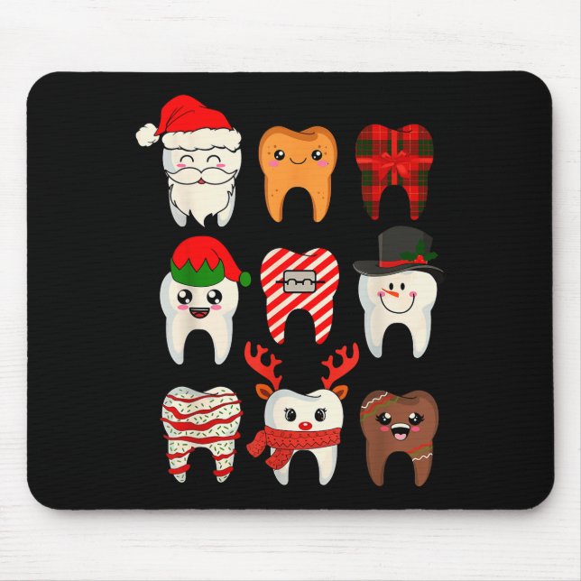 Christmas Teeth Dentist Xmas Reindeer Santa Squad  Mouse Mat (Front)