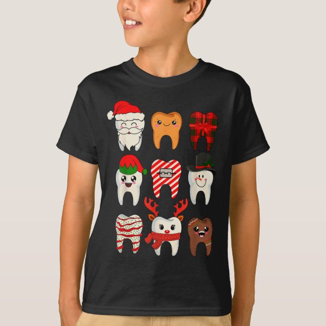 Christmas Teeth Dentist Xmas Reindeer Santa Squad  T-Shirt (Front)