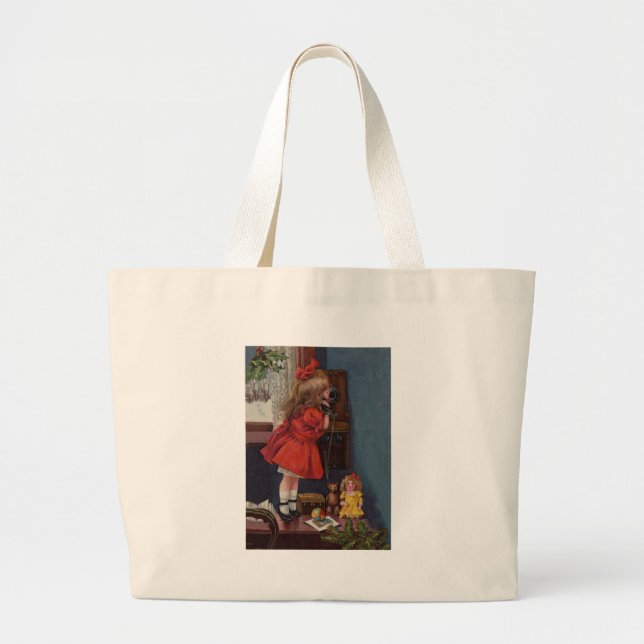 Christmas telephone large tote bag (Front)