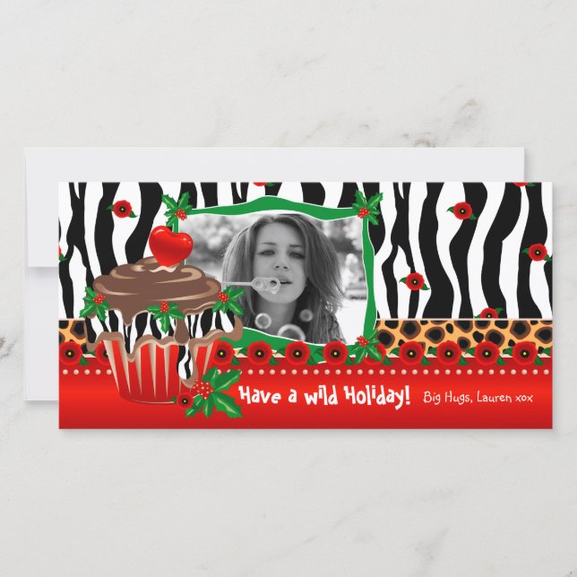 Christmas Template Cute Cupcake Zebra Leopard 2 (Front)