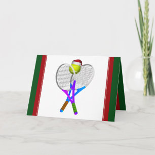 Christmas Tennis Ball and Rackets Holiday Card