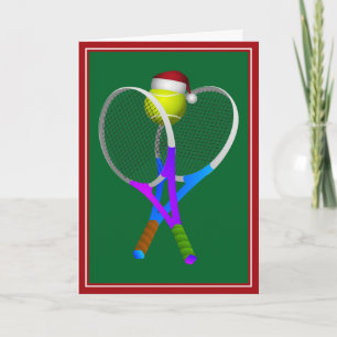 Christmas Tennis Ball and Rackets Holiday Card