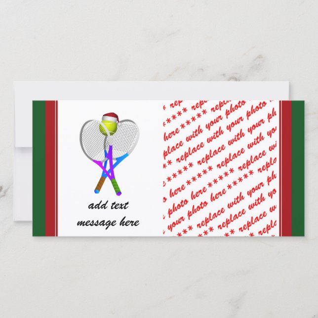 Christmas Tennis Ball and Rackets Holiday Card (Front)