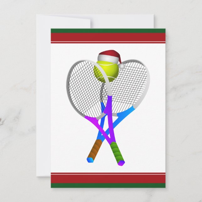 Christmas Tennis Ball and Rackets Invitation (Front)